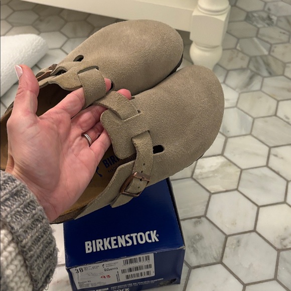 Birkenstock Women’s Boston Clog Soft Footbed Taupe Size 38 US 7 - Picture 5 of 6